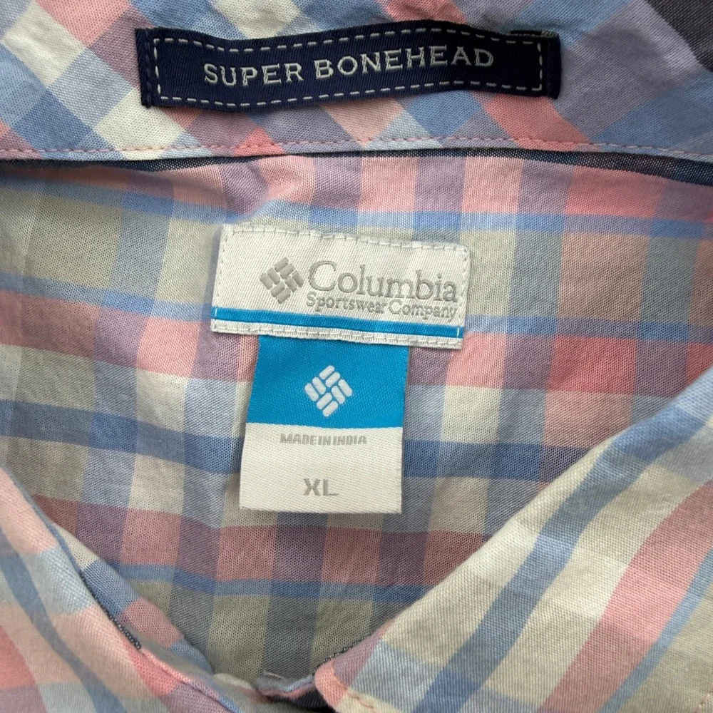 Columbia PFG Super Bonehead Sleeveless Dress XL Blue Pink Plaid - Picture 4 of 9